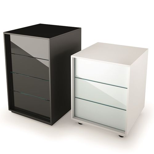 Cassettiera per ufficio in legno - LUMINARE  - FIAM ITALIA - in vetro / 3 cassetti / 4 cassetti