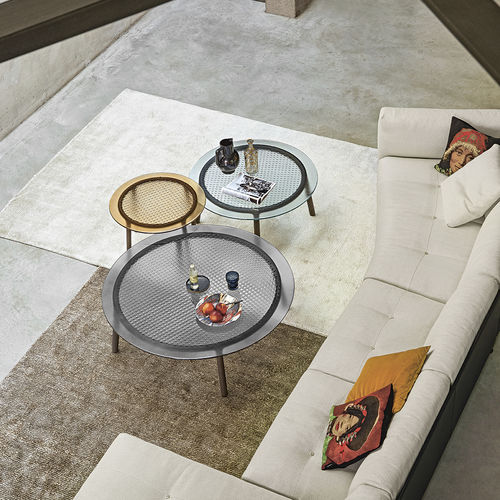 Tavolino basso contemporaneo - CANNAGE  - FIAM ITALIA - in vetro temprato / in marmo / con supporto in legno massiccio