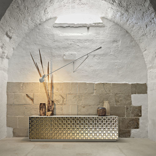 Credenza contemporanea - ECHO MADIA - FIAM ITALIA - in legno laccato / in vetro fumè / con rivestimento in vetro temperato