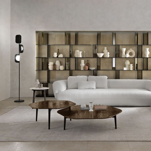 Tavolino basso contemporaneo - CORAL BEACH - FIAM ITALIA - in vetro temprato / con supporto in metallo verniciato / esagonale