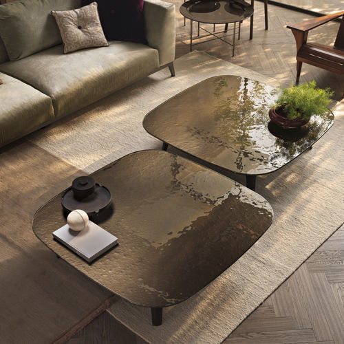 Tavolino basso contemporaneo - MAGMA - FIAM ITALIA - in vetro temprato / in marmo / con supporto in legno massiccio