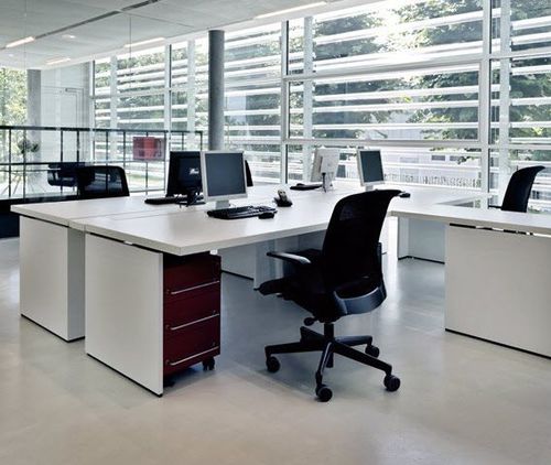 Scrivania per open space - GRAPHIS - TECNO - contemporanea / in laminato / con contenitore