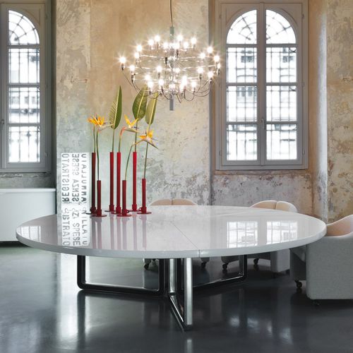 Tavolo contemporaneo - T334 | T335 - TECNO - in alluminio / con supporto in alluminio / rotondo