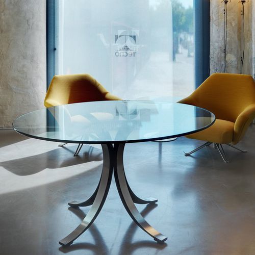 Tavolo contemporaneo - T69 - TECNO - in acciaio inossidabile / con supporto in acciaio inossidabile / rotondo