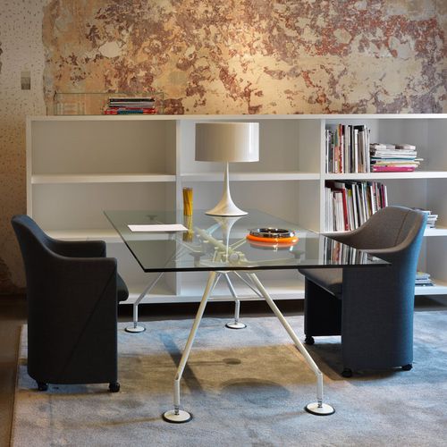 Tavolo da riunione contemporaneo - NOMOS - TECNO - in vetro / in metallo / rettangolare