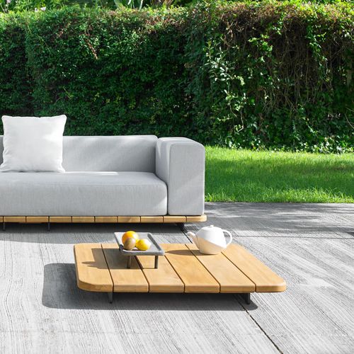 Tavolino basso contemporaneo - PAL - POINT - in teak / in alluminio laccato / quadrato