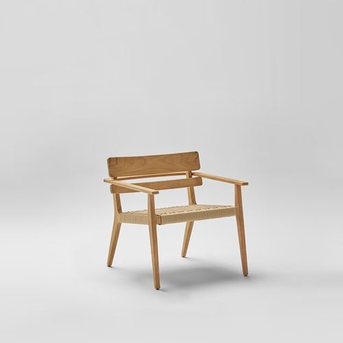 Poltrona club contemporanea - PARALEL - POINT - in tessuto / in teak / in corda