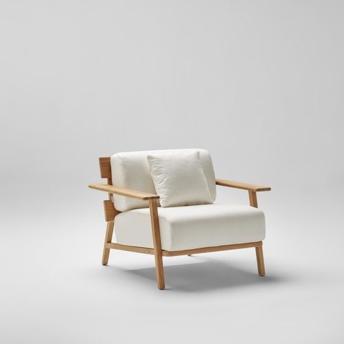 Poltrona contemporanea - PARALEL - POINT - in schiuma di poliuretano / in tessuto / in teak