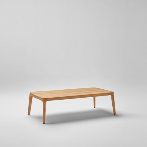 Tavolino basso contemporaneo - PARALEL - POINT - in teak / con supporto in legno / rettangolare