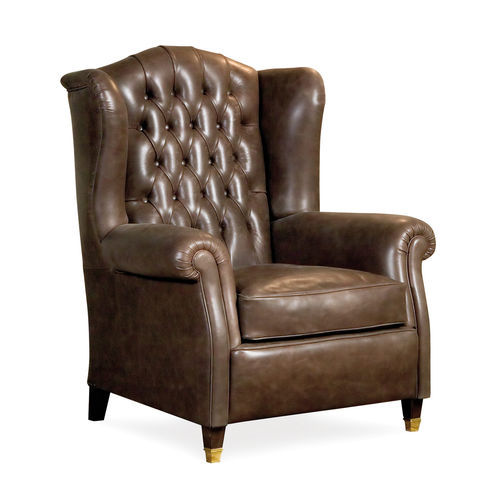 Poltrona chesterfield - QUEEN  - BERTO - in tessuto / in pelle / in legno massiccio
