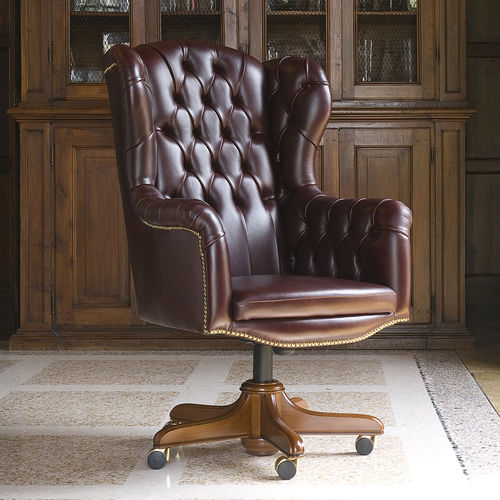 Poltrona direzionale chesterfield - MANAGER - BERTO - in pelle / in legno / contract
