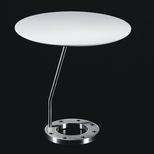 Tavolino design originale - ANALOGON 5 - INSILVIS - in composito / con supporto in acciaio inossidabile / rotondo
