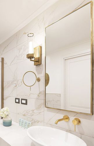 Specchio da bagno sospeso - ALYA NEO - MONTELEONE - contemporaneo / rettangolare / in ottone