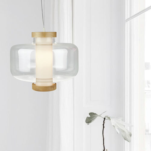 Lampada a sospensione - BULLE - BROSSIER SADERNE - in vetro / in tiglio / in policarbonato