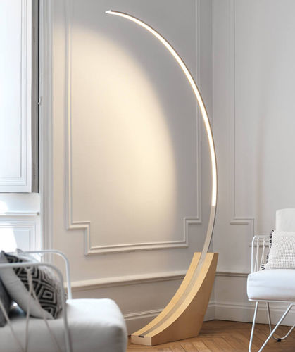 Lampada da terra - MOON - BROSSIER SADERNE - in acciaio inossidabile spazzolato / in acero / contemporanea
