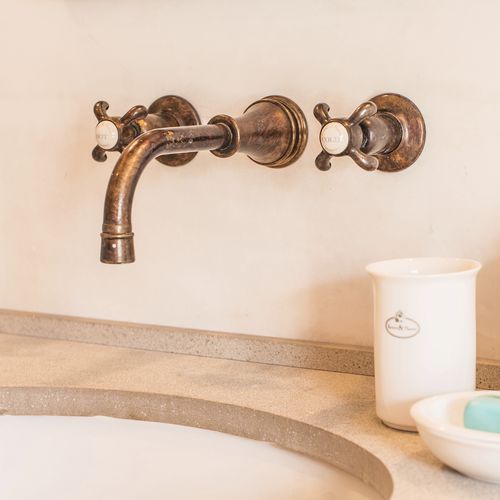 Miscelatore doppio comando per lavabo - NGT1005T - Kenny&Mason - da parete / in ottone cromato / da bagno