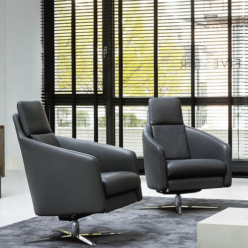 Poltrona club contemporanea - BOSS - ipdesign - in pelle / in tessuto / in cromo