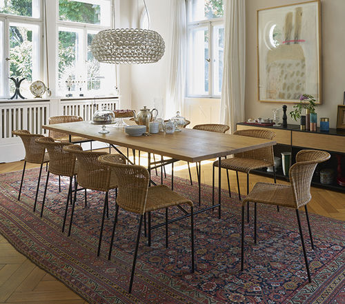 Tavolo da pranzo contemporaneo - EIERMANN  - Richard Lampert - in legno massiccio / in acciaio inossidabile / rettangolare