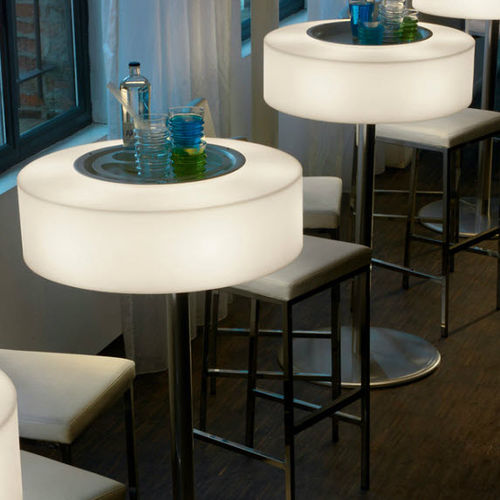 Tavolo contemporaneo - ATOLLO HAPPY HOUR - modo luce - in metallo verniciato / con supporto in metallo / rotondo