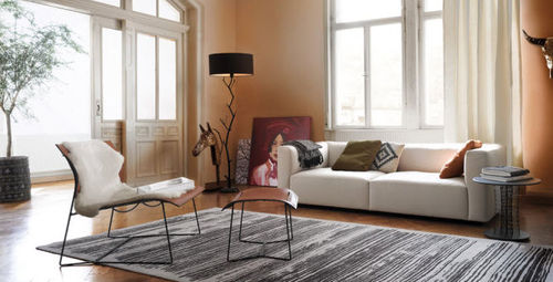 Chauffeuse contemporanea - CUOIO LOUNGE - Walter Knoll - in pelle / in metallo / con poggiapiedi