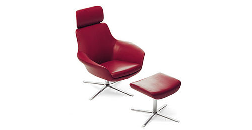 Poltrona contemporanea - OSCAR - Walter Knoll - in ecopelle / con poggiapiedi / con base a stella