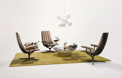 Poltrona contemporanea - HEALEY LOUNGE - Walter Knoll - in pelle / con poggiapiedi / regolabile