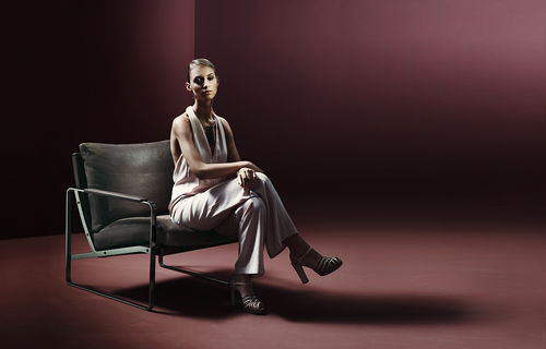 Poltrona design scandinavo - FABRICIUS - Walter Knoll - in pelle / in metallo / a slitta