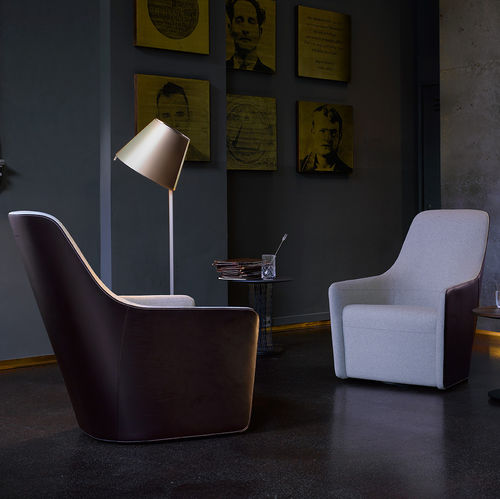 Poltrona club contemporanea - FOSTER 520 - Walter Knoll - in pelle / girevole