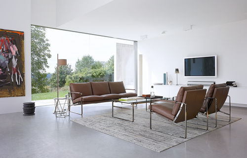 Divano contemporaneo - FABRICIUS - Walter Knoll - in pelle / nero / 3 posti