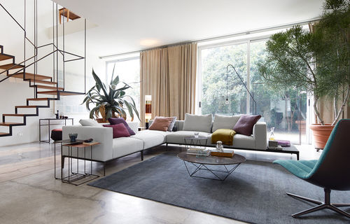 Divano modulare - JAAN - Walter Knoll - contemporaneo / in pelle / grigio