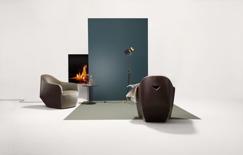 Poltrona contemporanea - ISANKA - Walter Knoll - in pelle / beige / marrone