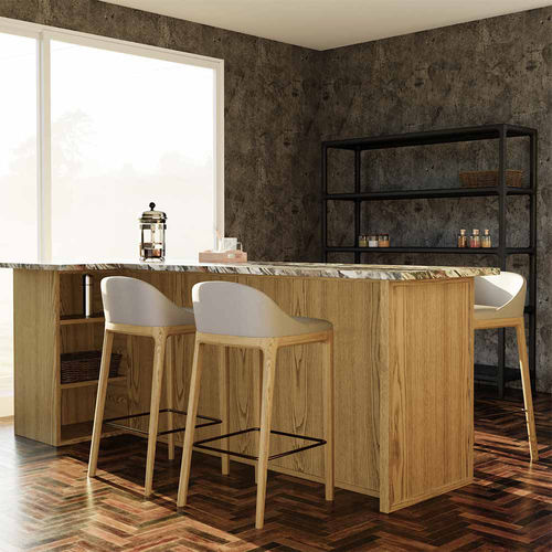 Sgabello da bar contemporaneo - Bellagio - MORELATO - in pelle / in tessuto / con supporto in frassino