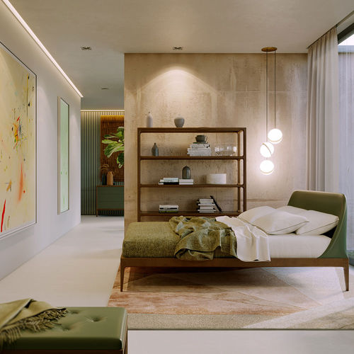 Letto matrimoniale - Bellagio - MORELATO - contemporaneo / con testiera imbottita / con testiera in pelle