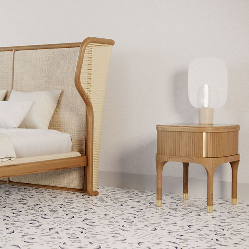 Comodino contemporaneo - Joyce - MORELATO - in frassino / in vetro / in ceramica