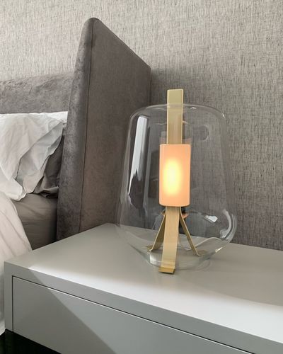 Lampada da tavolo - LUISA - PRANDINA - in metallo / in vetro soffiato / in corda