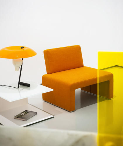 Chauffeuse contemporanea - LABANCA - Tacchini - in tessuto / arancione / di Studio Lievore Altherr Molina