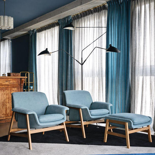 Poltrona contemporanea - AGNESE - Tacchini - in tessuto / in legno / blu