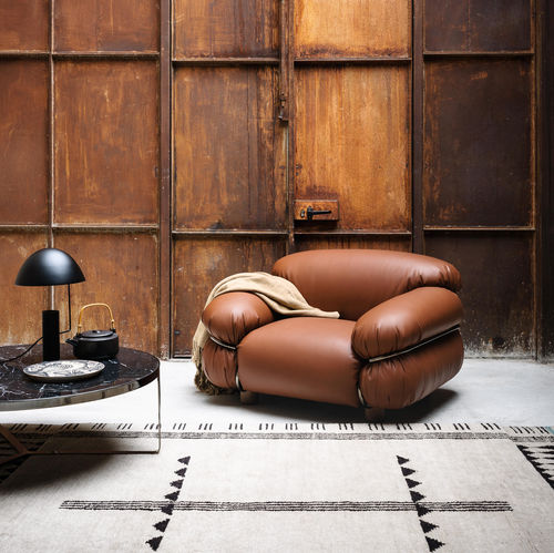 Poltrona contemporanea - SESANN - Tacchini - in pelle / marrone