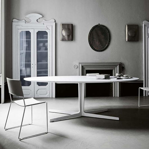 Tavolo contemporaneo - SPLIT - Tacchini - in metallo / ovale / bianco