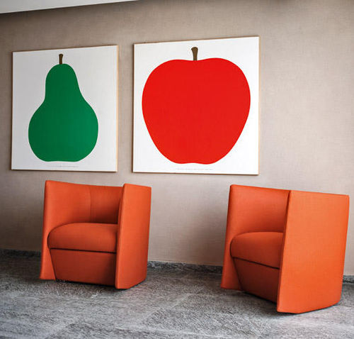 Poltrona contemporanea - PISA - Tacchini - in tessuto / arancione
