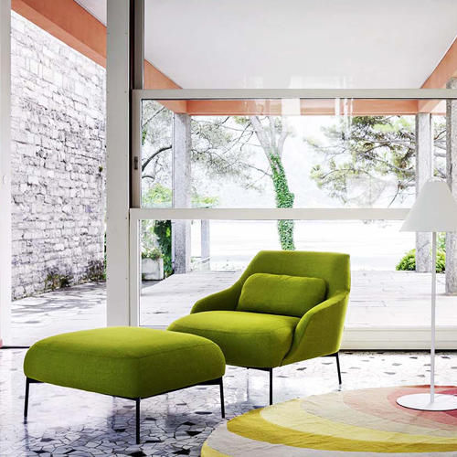 Poltrona contemporanea - LIMA - Tacchini - in tessuto / con poggiapiedi / rossa