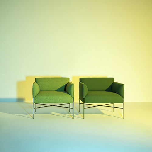 Poltrona contemporanea - CHILL-OUT - Tacchini - in tessuto / in acciaio / blu