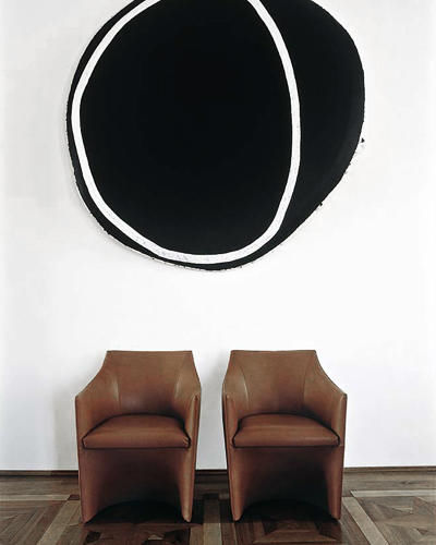 Poltrona visitatore contemporanea - MAYFAIR - Tacchini - in pelle / marrone / di Christophe Pillet