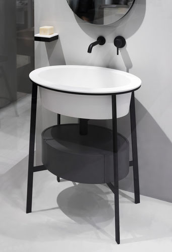Mobile lavabo da appoggio - CATINO OVALE - TALCO  MATT BLACK  CEMENTO - Ceramica Cielo - in ceramica / contemporaneo / senza ante
