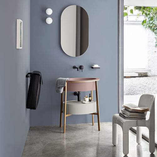 Mobile lavabo da appoggio - CATINO OVALE - CIPRIA  BRUSHED BRONZE  POMICE - Ceramica Cielo - in legno / in ceramica / contemporaneo