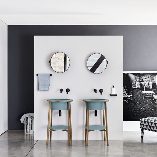 Mobile lavabo da appoggio - CATINO TONDO - POLVERE  BRUSHED BRONZE - Ceramica Cielo - in ceramica / in marmo / contemporaneo