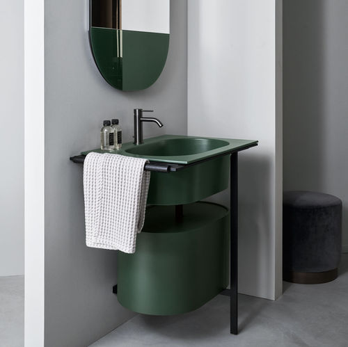 Mobile lavabo da appoggio - KYROS - MUSCHIO  MATT BLACK - Ceramica Cielo - in legno / in ceramica / in metallo