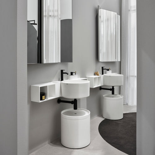 Lavabo sospeso - SELLA - TALCO  MATT WHITE - Ceramica Cielo - in ceramica / con scaffale integrato / doppio