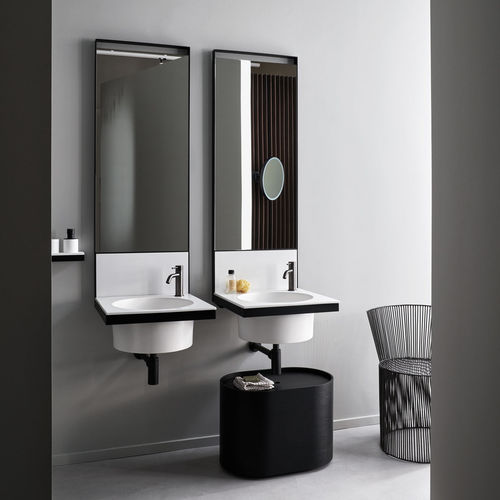 Mobile lavabo doppio - ELLE TONDA - TALCO  MATT BLACK - Ceramica Cielo - sospeso / in ceramica / in metallo