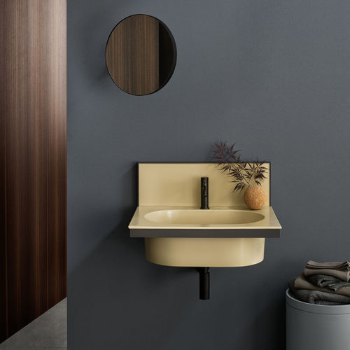 Mobile lavabo sospeso - ELLE OVALE - CANAPA  CEMENTO - Ceramica Cielo - in ceramica / in metallo / contemporaneo